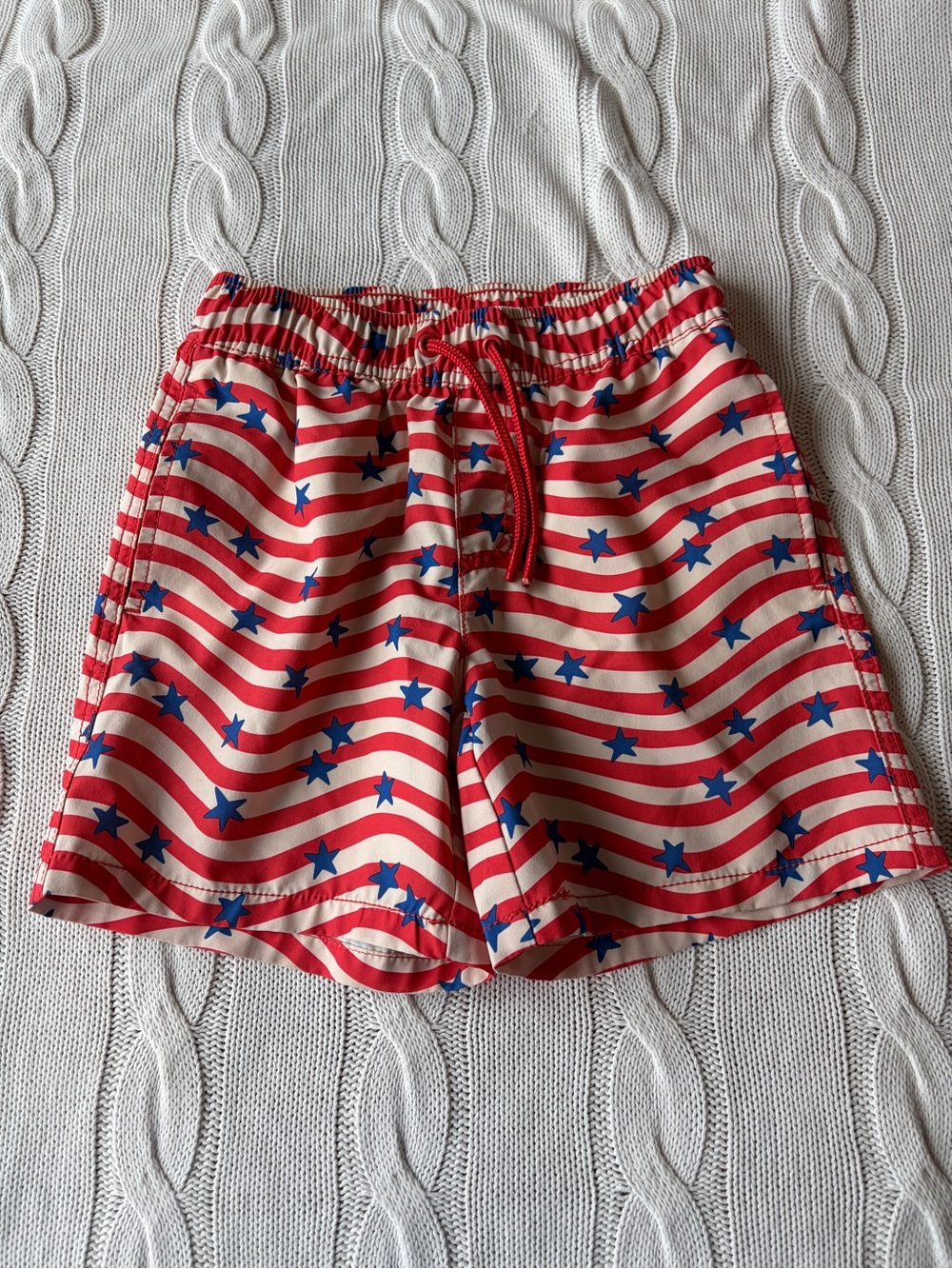 Cat & Jack Size S 6/7 Red White American Flag Stars Stripes Board Swim Shorts